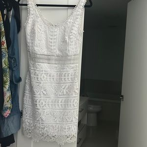 White Bebe crotchet dress